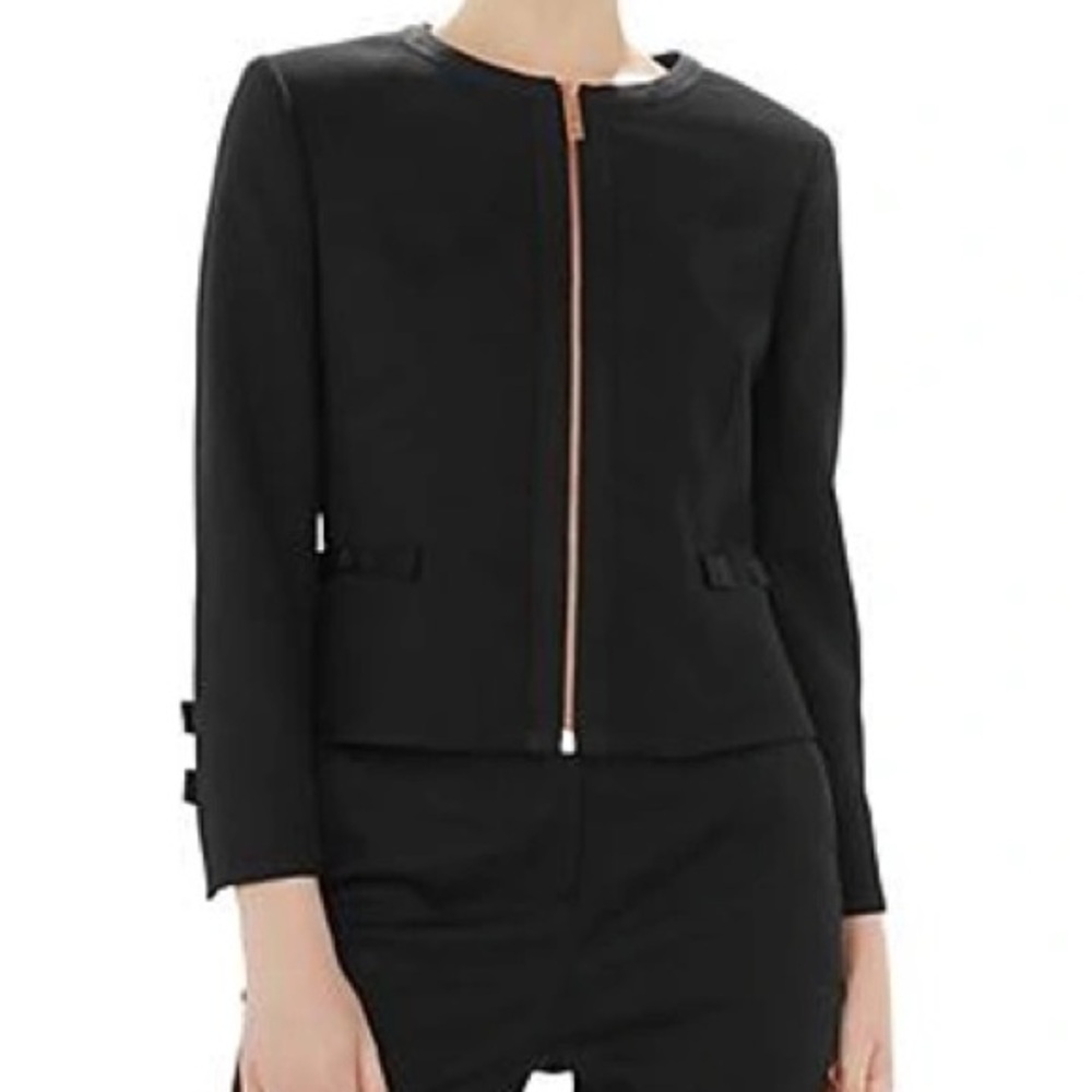 Ted Baker London Working Title Nadae Cropped Textured Jacket In Black